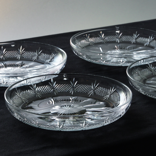 オールドバカラ「縁上がり5寸皿 6客組」《アンティックかとう》