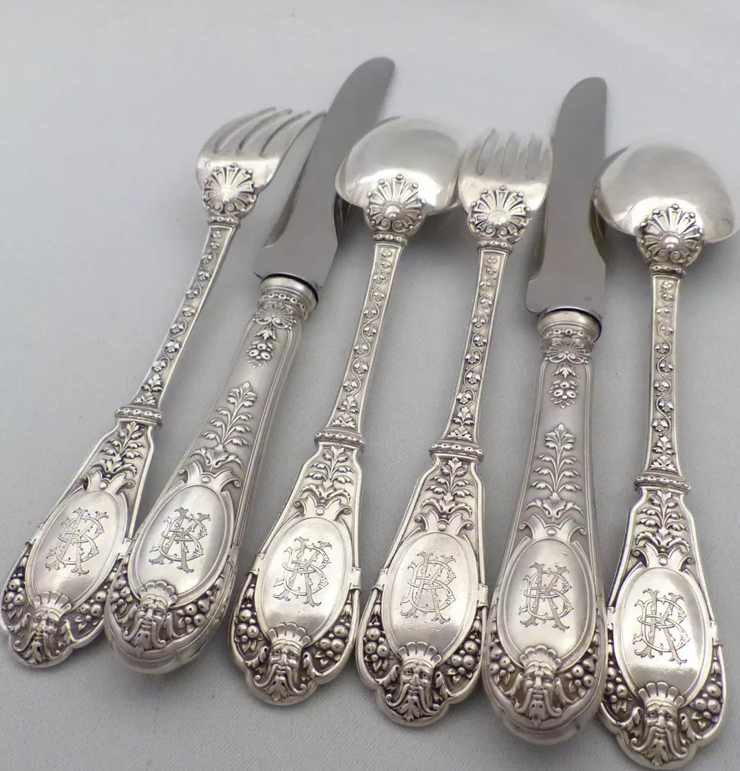 オディオ フランスアンティークシルバー 純銀カトラリーセット