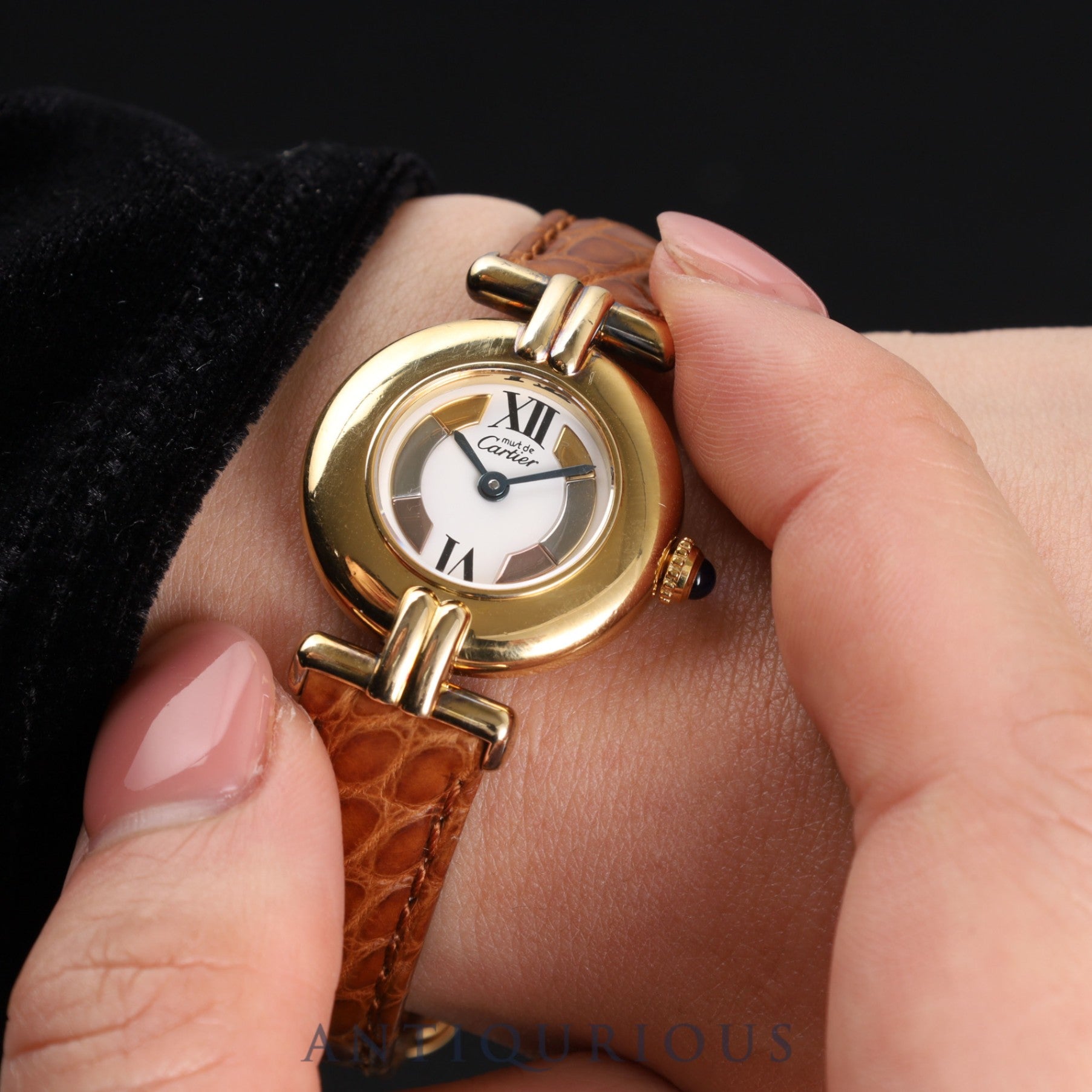 カルティエ マストコリゼ 590002 クォーツ Cal.90.06 SV925 革 純正D