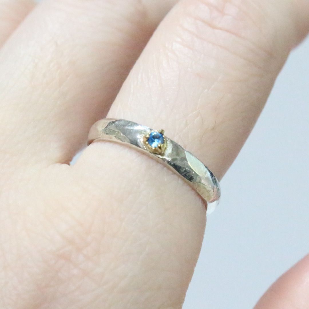 激レアルース✴︎ブルーのバイカラーユークレース太めシルバーK18