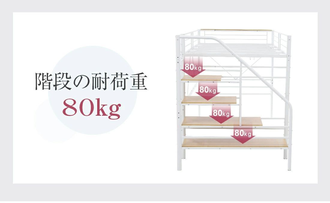 再入荷！階段式ロフトベッド【SD・セミダブル】 階段・コンセント付き