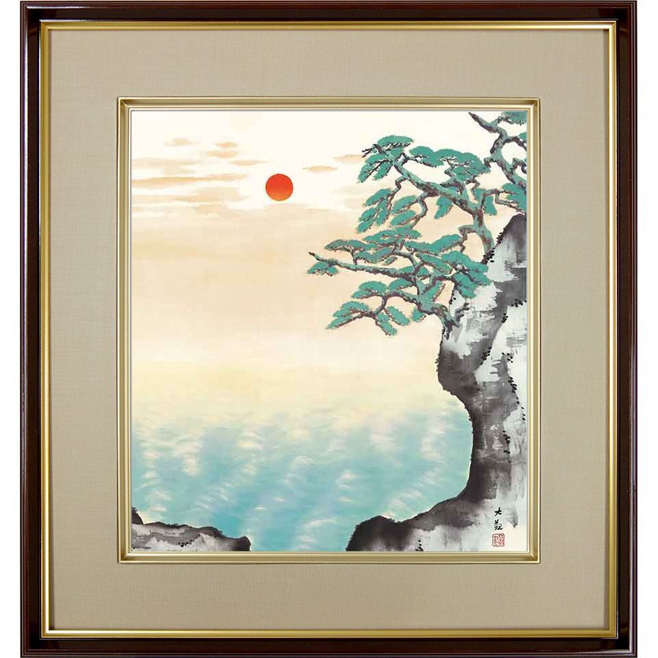 横山大観「海暾 」名画 複製色紙額 特殊工芸画 額入り 風景 日本画の