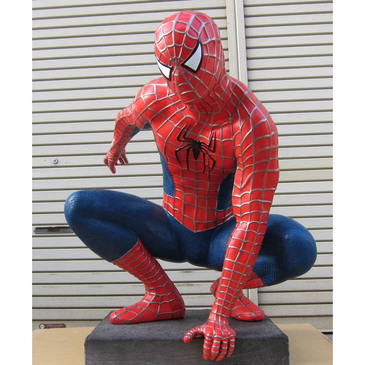 等身大フィギュア スパイダーマン しゃがみ・柱・台座付き 高さ212cm
