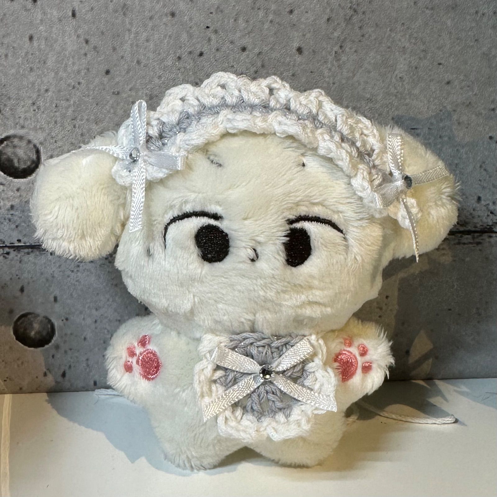 koto様専用ページ】編み物 ヘッドドレス ＆ スタイ 10cm ぬいぐるみ