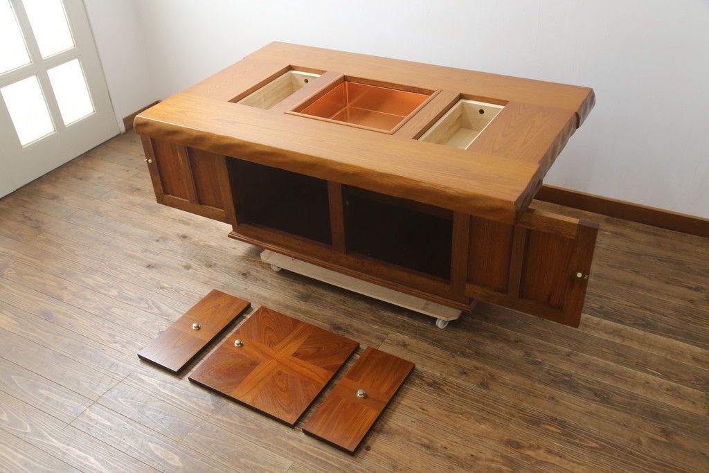 ☆事前問合せ必須☆ 囲炉裏テーブル 中古 美品 欅 ケヤキ材 伝統木芸士