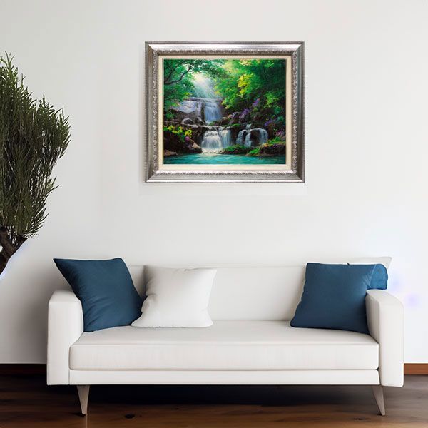 F10 ◎ 油彩画 「清流」 S・H・パーク F10号 滝の風景を描いた油絵