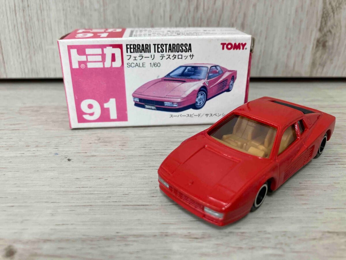 箱ヤケあり】 トミカ No.91 フェラーリ テスタロッサ 赤 肌色ピンク