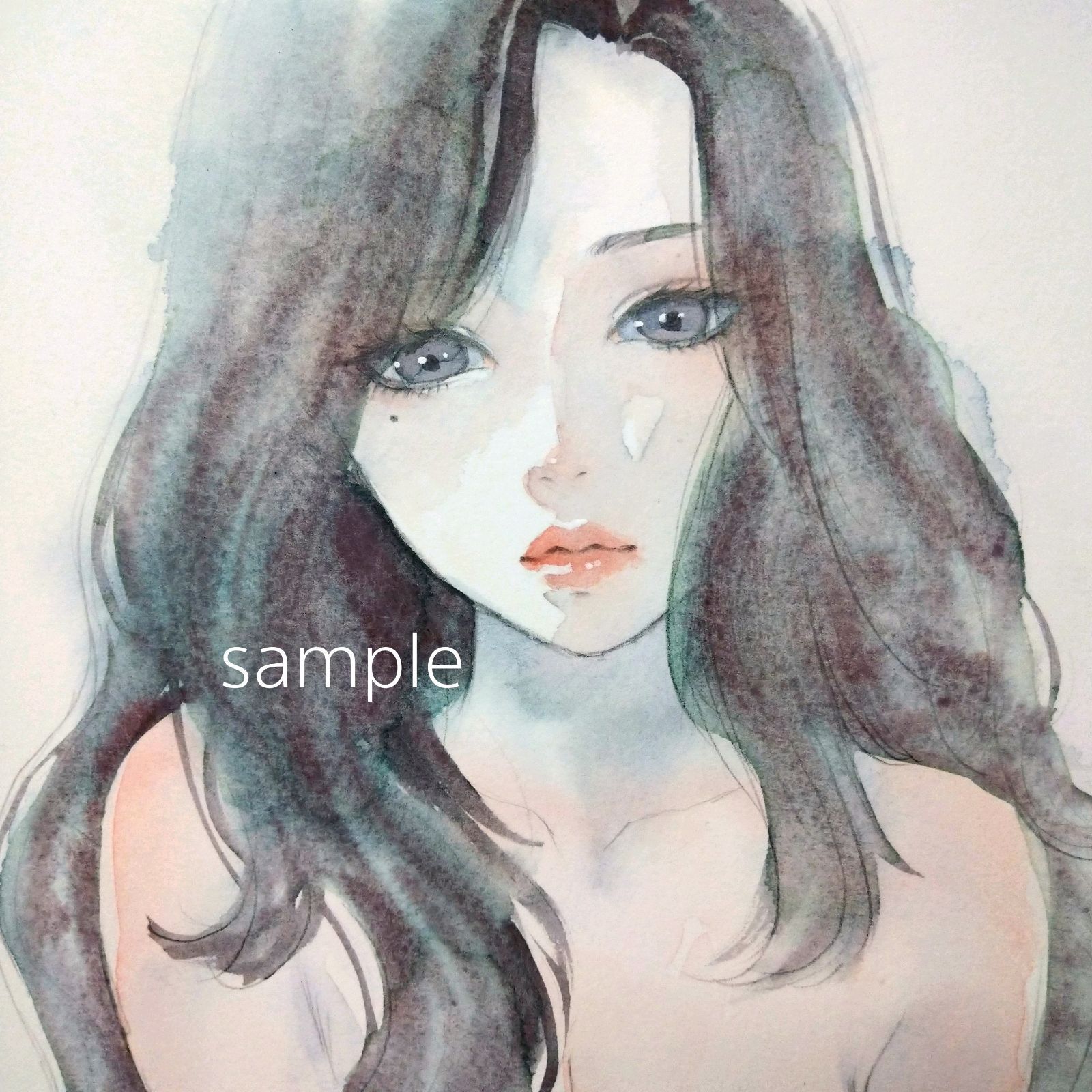 肉筆原画 水彩画 手描きイラスト 美人画 ヌード 絵画 裸婦画