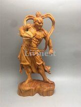 修縁堂】木彫り 禅意 武僧立像 勝運置物 彫刻 仏教工芸 柘植材 仏師で