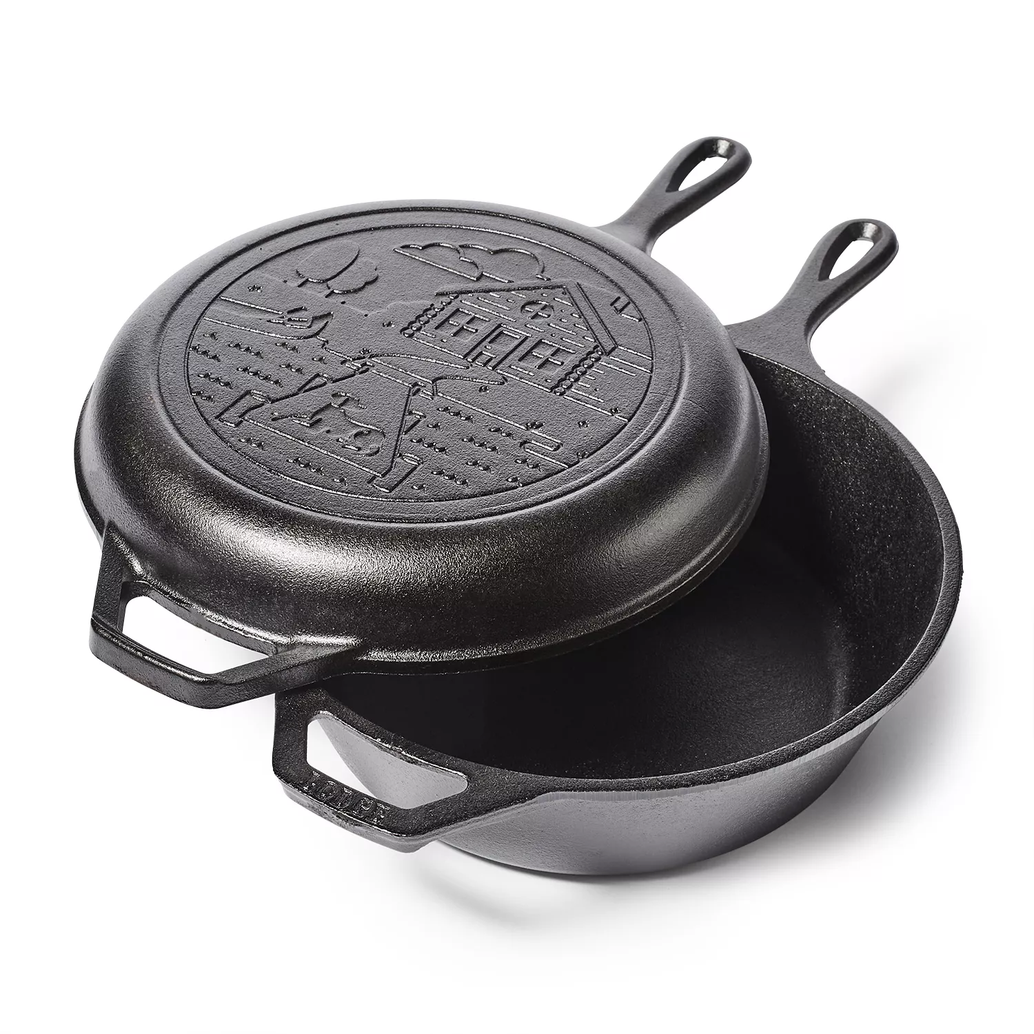 Lodge Wanderlust Seasoned Cast Iron Cabin Combo Cooker, 3.2 Qt