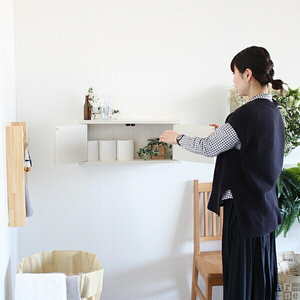 扉付き壁掛けシェルフ 北欧インテリア｜WallBox7-DX E 単品S 木目