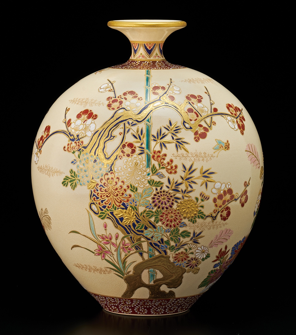 福元弘信『 薩摩金襴手草花文花瓶』 | 陶芸作品 | 日経アート