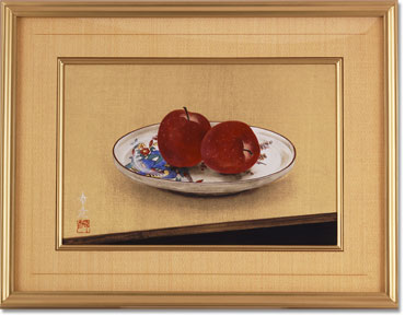 栗原幸彦『 十三代柿右衛門皿にりんご』 | 日本画 | 日経アート