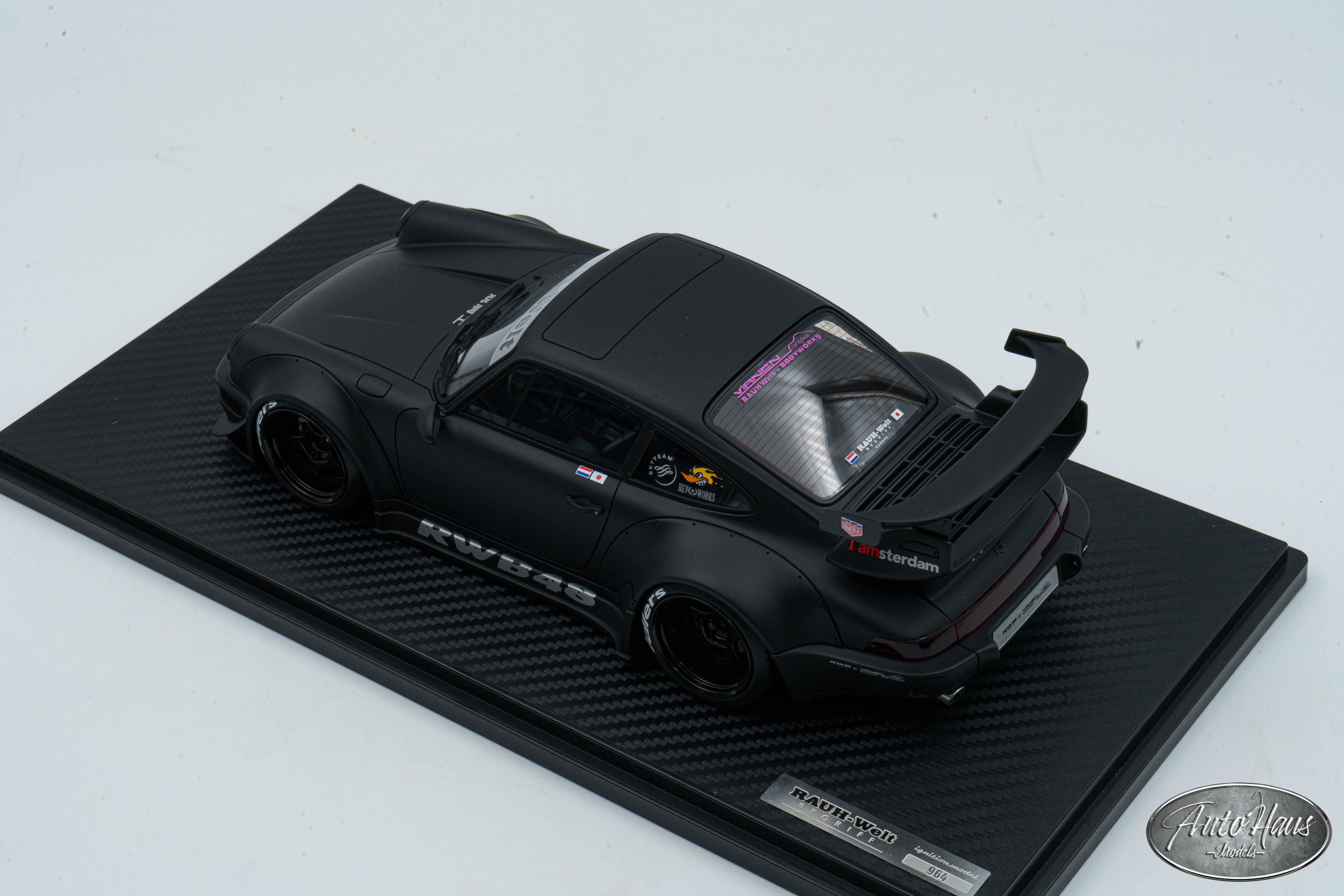 1/18 Ignition Model RWB Porsche 911 (964) Matt Black – AutoHaus Models