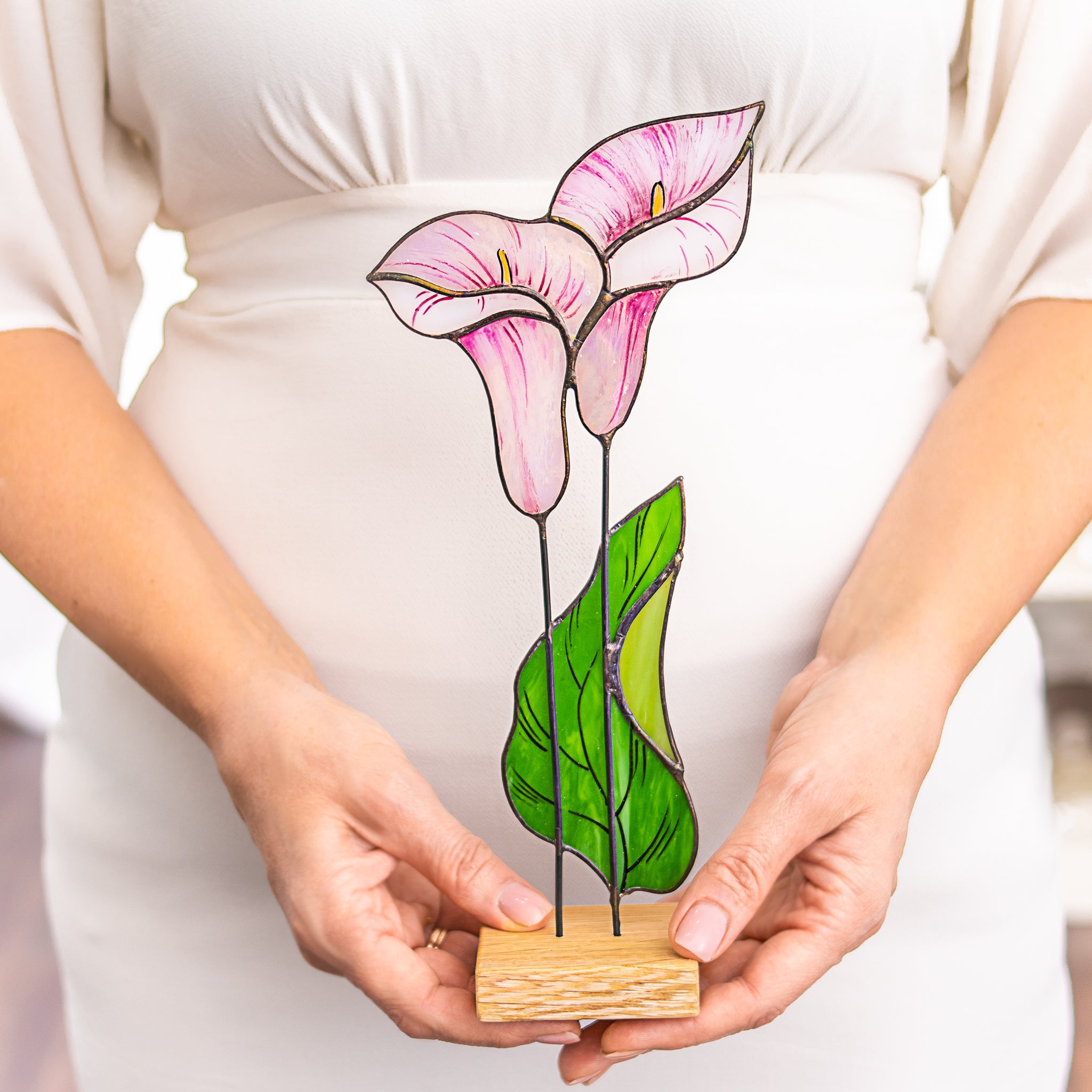 Calla Lily Flower Stained Glass Tabletop – AvalGlass