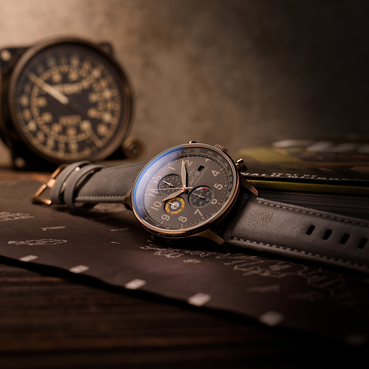 Fossil Grey | Hawker Hurricane Classic Chronograph – AVI-8 Timepieces