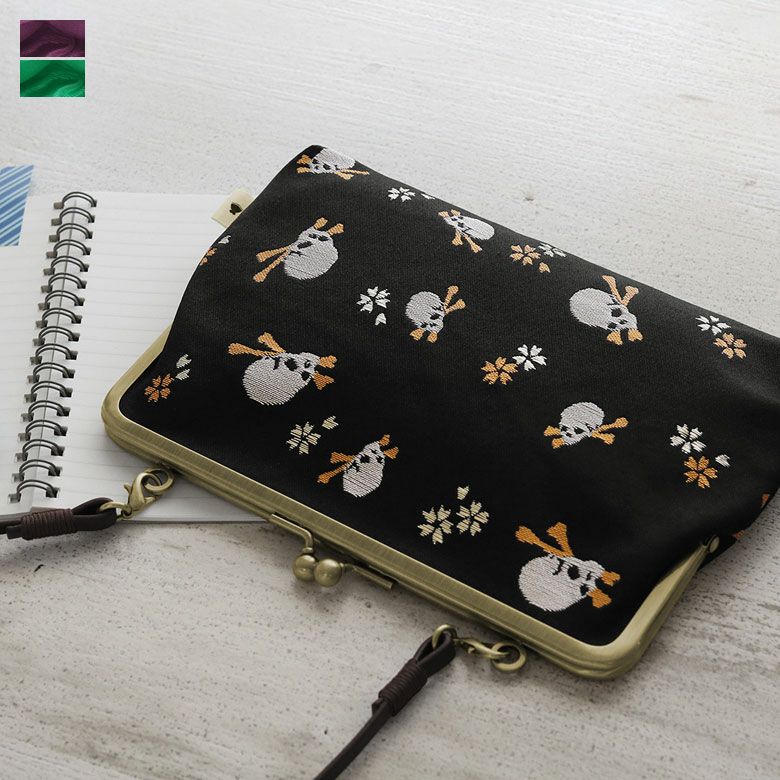 在庫商品】がま口手帳ケース【ドクロ金襴】 [M便 1/2] | がま口の専門