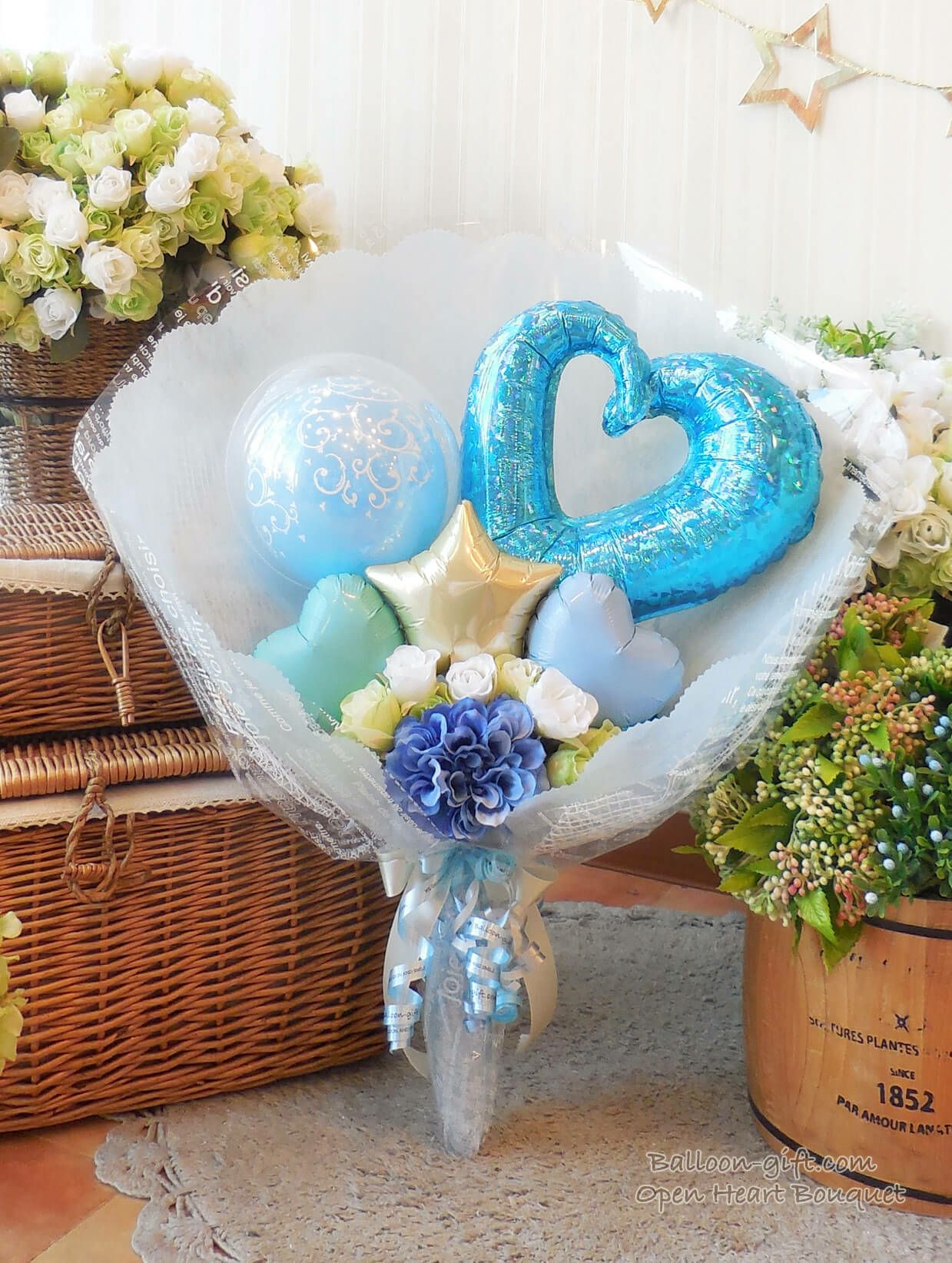 オープンハートの花束ブーケ｜バルーンギフト・ドット・コム ~大人