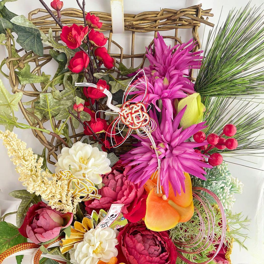 しめ縄リース 熊手 しめ飾り しめ縄 正月飾り 正月玄関飾り 造花 門松