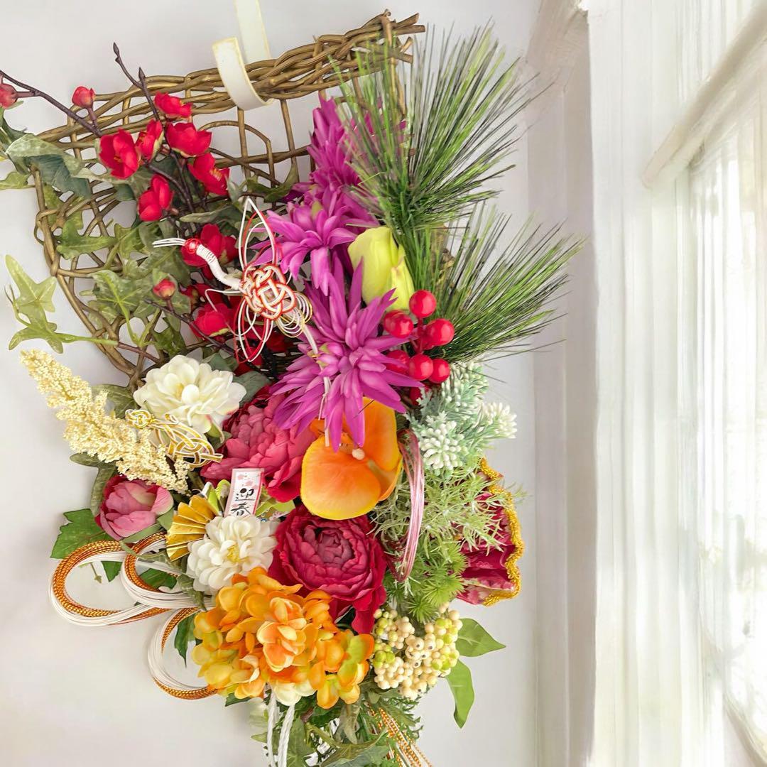 しめ縄リース 熊手 しめ飾り しめ縄 正月飾り 正月玄関飾り 造花 門松