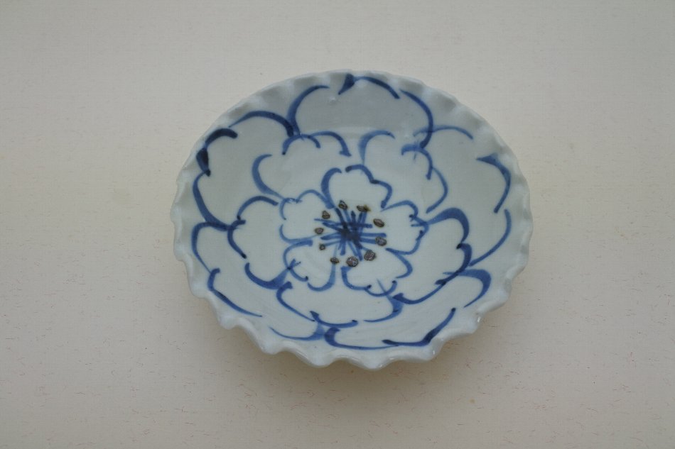 BB-IZUMI|作家ものの器-中尾万作 染付花文輪花小皿