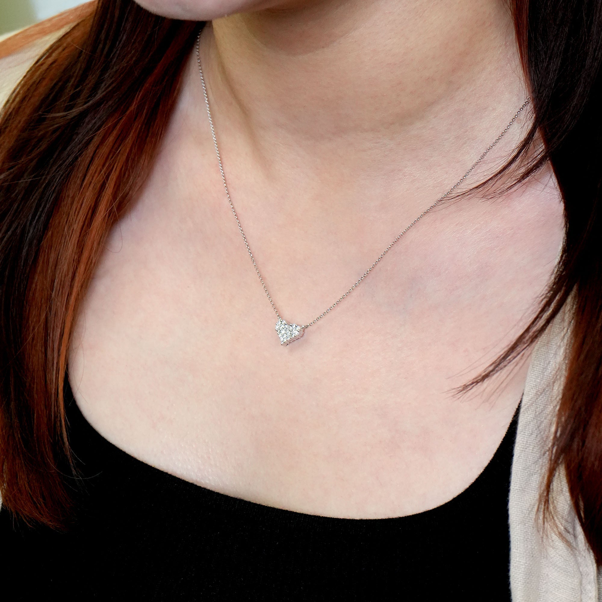 2WAYハートダイヤモンド＆サファイアネックレス – K18WG