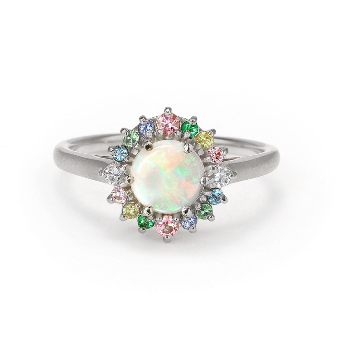 オパール(オーストラリア産)×マルチカラージュエル K10/K18/PTリング