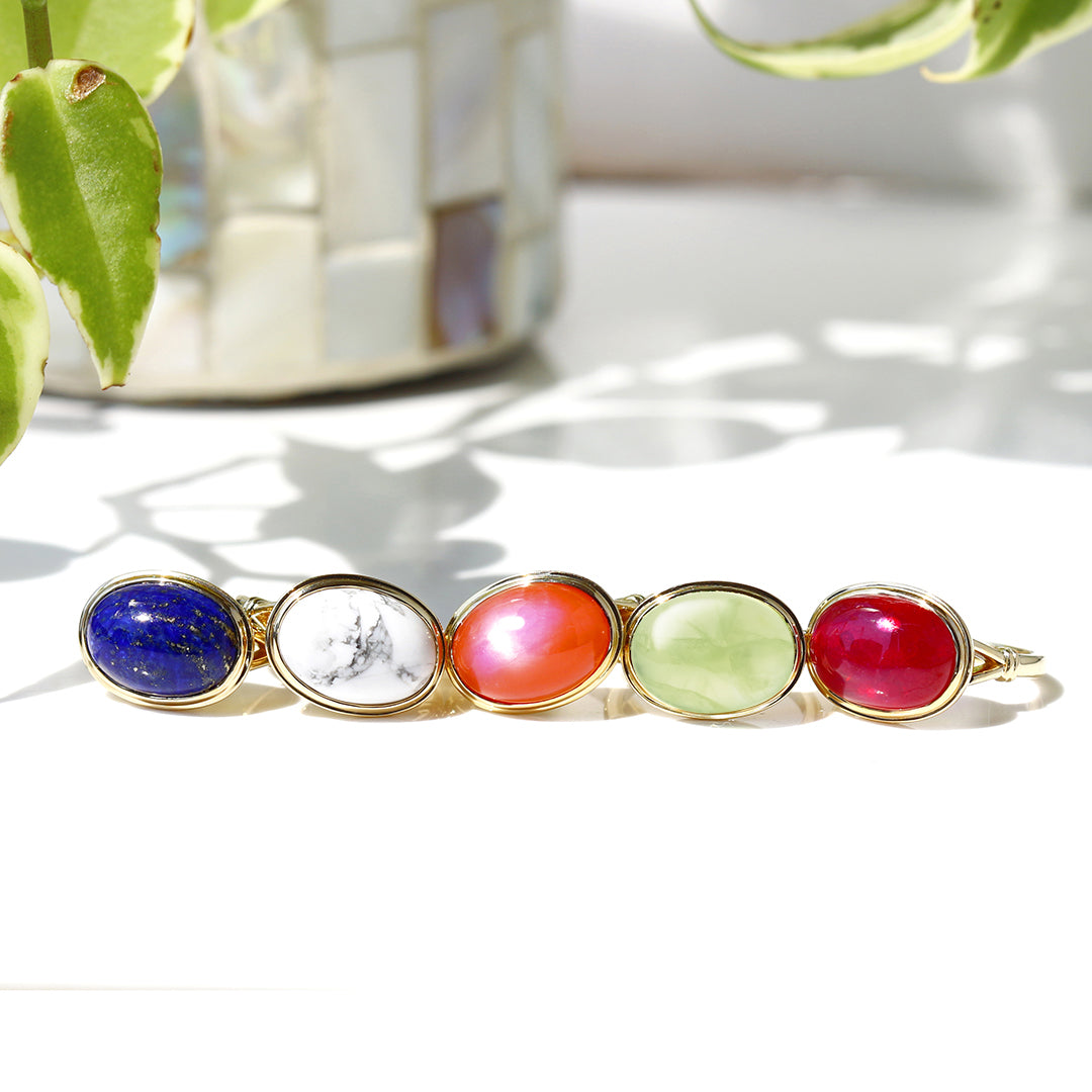 ビズー公式】ルチルクオーツ 10 14㎜ カボションカット K18(18金) K10