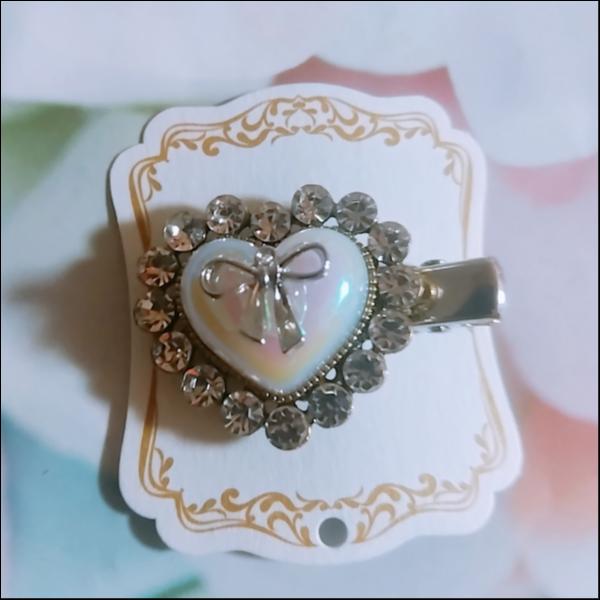 アンティークハート⭐べっ甲柄とゴールドフラワーのガラスビーズの