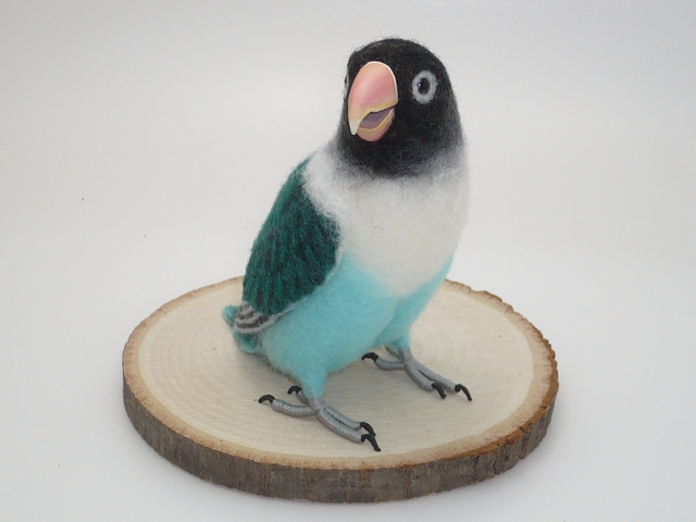 販売] ブルーボタンインコ - おもにとり - 羊毛フェルト制作奮闘記