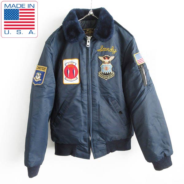 70s USA製 Timber King B-15タイプ USAF フライトジャケット 紺系 XS