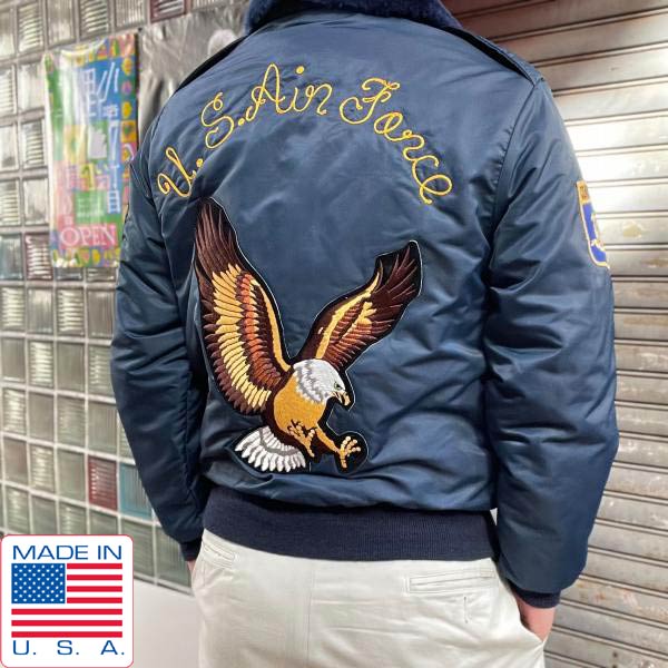 70s USA製 Timber King B-15タイプ USAF フライトジャケット 紺系 XS