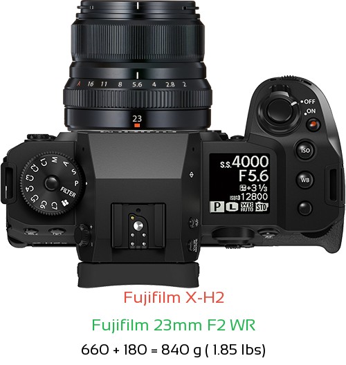 Fujifilm X-H2 Camera and Fujifilm 23mm F2 WR Lens