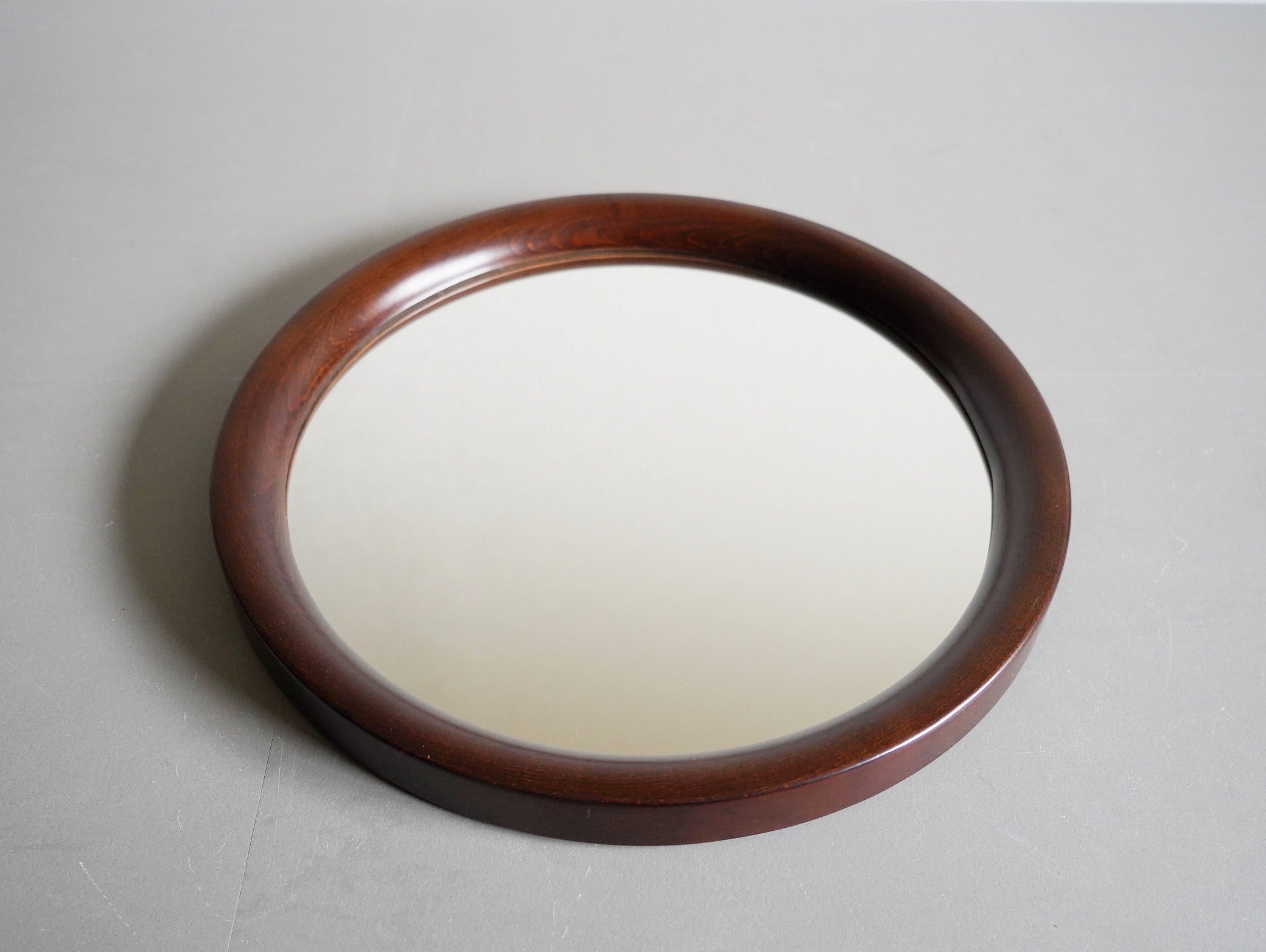 曲木鏡 丸小 古代色 柳宗理 秋田木工 ウォールミラー 壁掛け鏡 中古