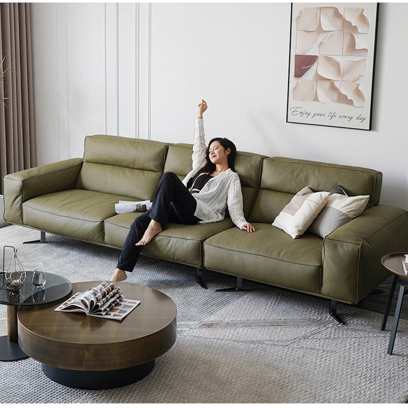 ソファ 4人掛け フェイクレザー 合皮 モダン グリーン– Casaconer