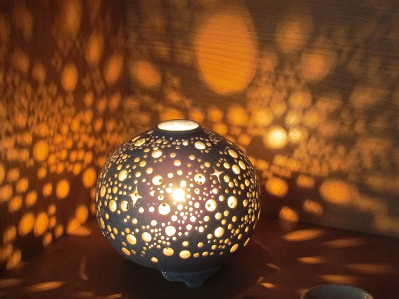 岩手・陶芸 】☆陶器のランプシェード(大）贅沢な作り【 おひとり様8