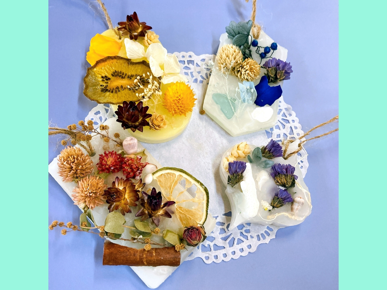 宮古島のドライフラワーやドライフルーツを使ったアロマワックスバーを