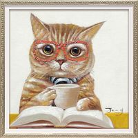 ユーパワー オイル ペイント アート「カフェ キャット（Sサイズ）」 OP