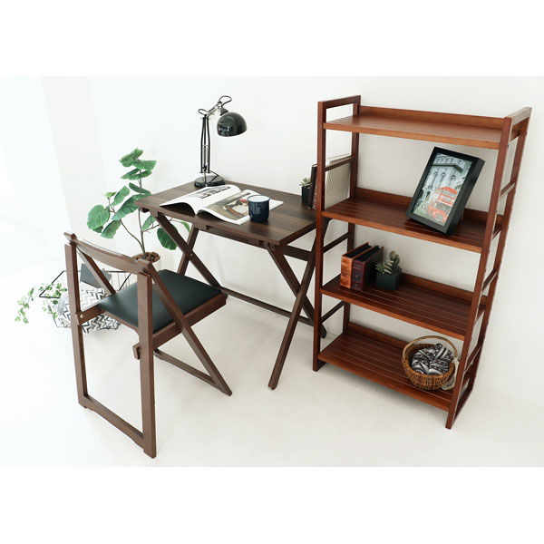 ICHIBA デスク＆チェアセット ブラウン TS-3404BR 1セット(2点入