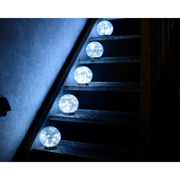 YAMAZEN LEDガーデンソーラーライト 15cmタイプ ガラス×ステンレス