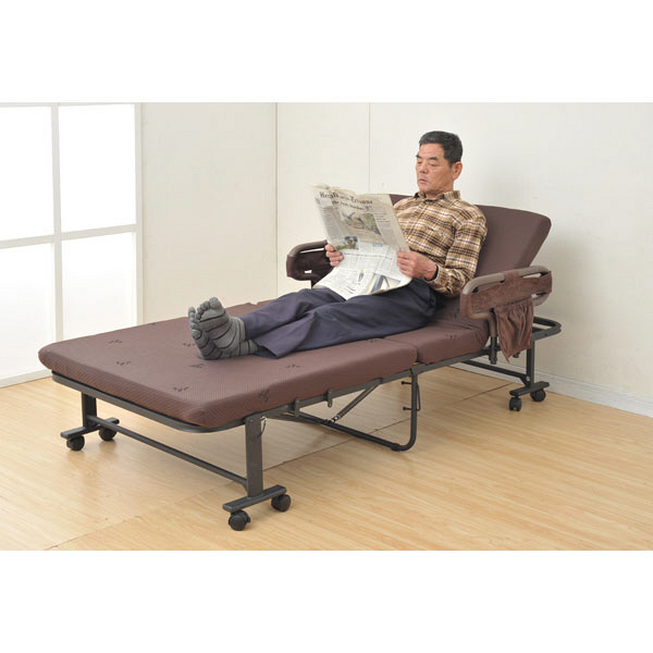 YAMAZEN 折りたたみベッド ダークブラウン 1台 （直送品） - アスクル