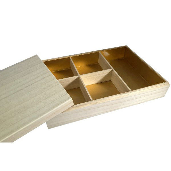 スドウ 高級桐弁当箱 5仕切 外寸264×180×H56mm SD197231-6 1セット(6個