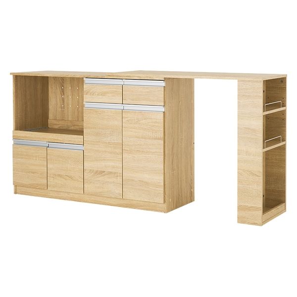 軒先渡し】萩原 伸縮キッチンカウンター 幅1330×奥行400×高さ840mm