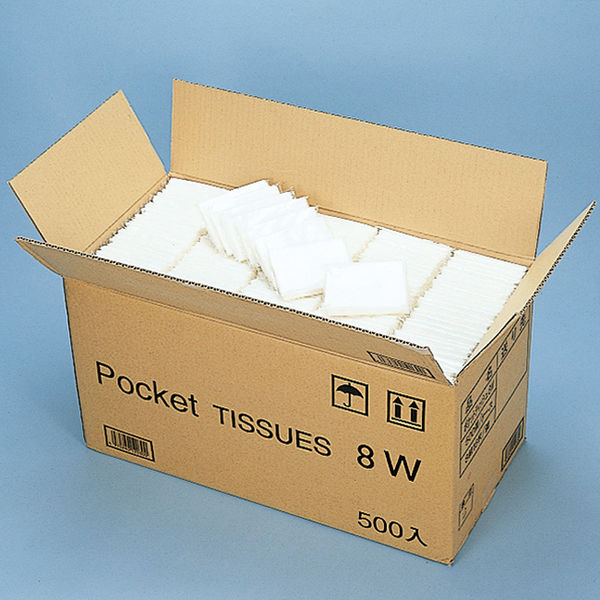 シモジマ ポケットティッシュ 8W 500個入り 無地 002180430 1箱（500個