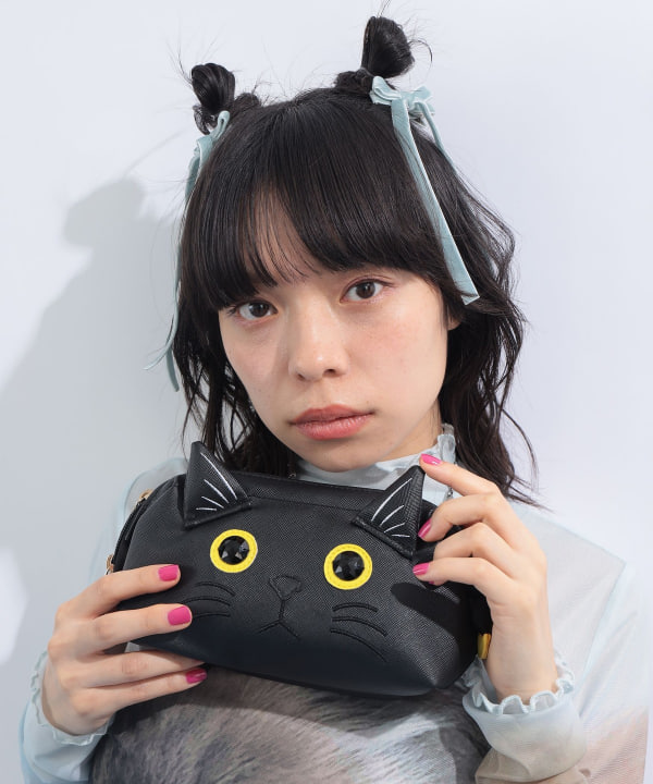 ツインポーチ ハンドメイド もふもふノスタルジア パンダブラック