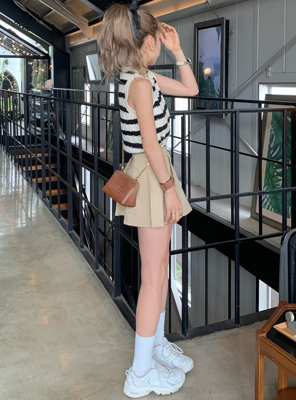 インパン裏地付きボックスプリーツミニスカート[gm689] | レディース