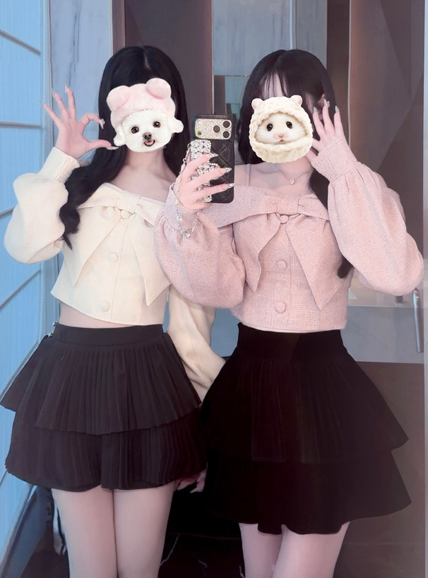 インパン裏地付きティアードフリルベロアミニスカート[ks009