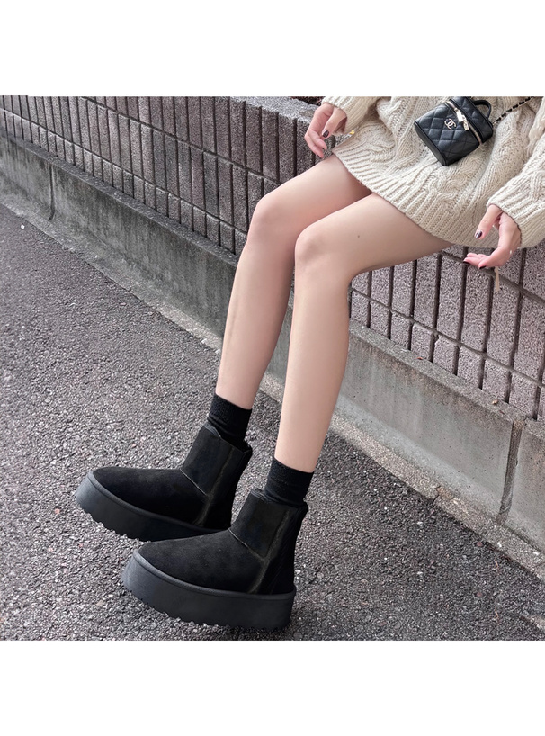 厚底アウトシームムートンショートブーツ[zr1090] | レディース