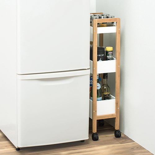 マルチワゴン（3段・キャスター付き・スリム・キッチン・ランドリー