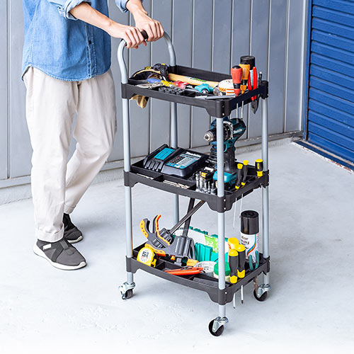 ツールワゴン 3段（カート・キャスター・台車・プラスチック・軽量